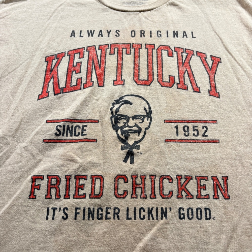 KFC Kentucky Fried Chicken Graphic T-Shirt Mens XXXL Tan Cotton Short Sleeve Tee